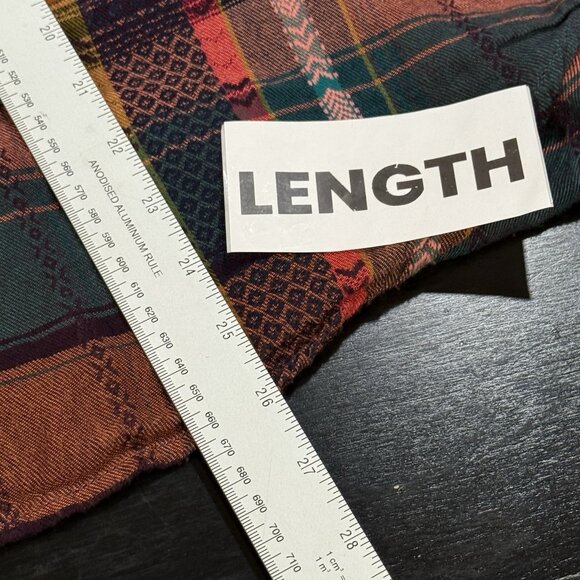 MUDD Y2K Burgundy Plaid Flannel Lace-Up Womens Boho Peasant Top Size Large - Picture 10 of 10